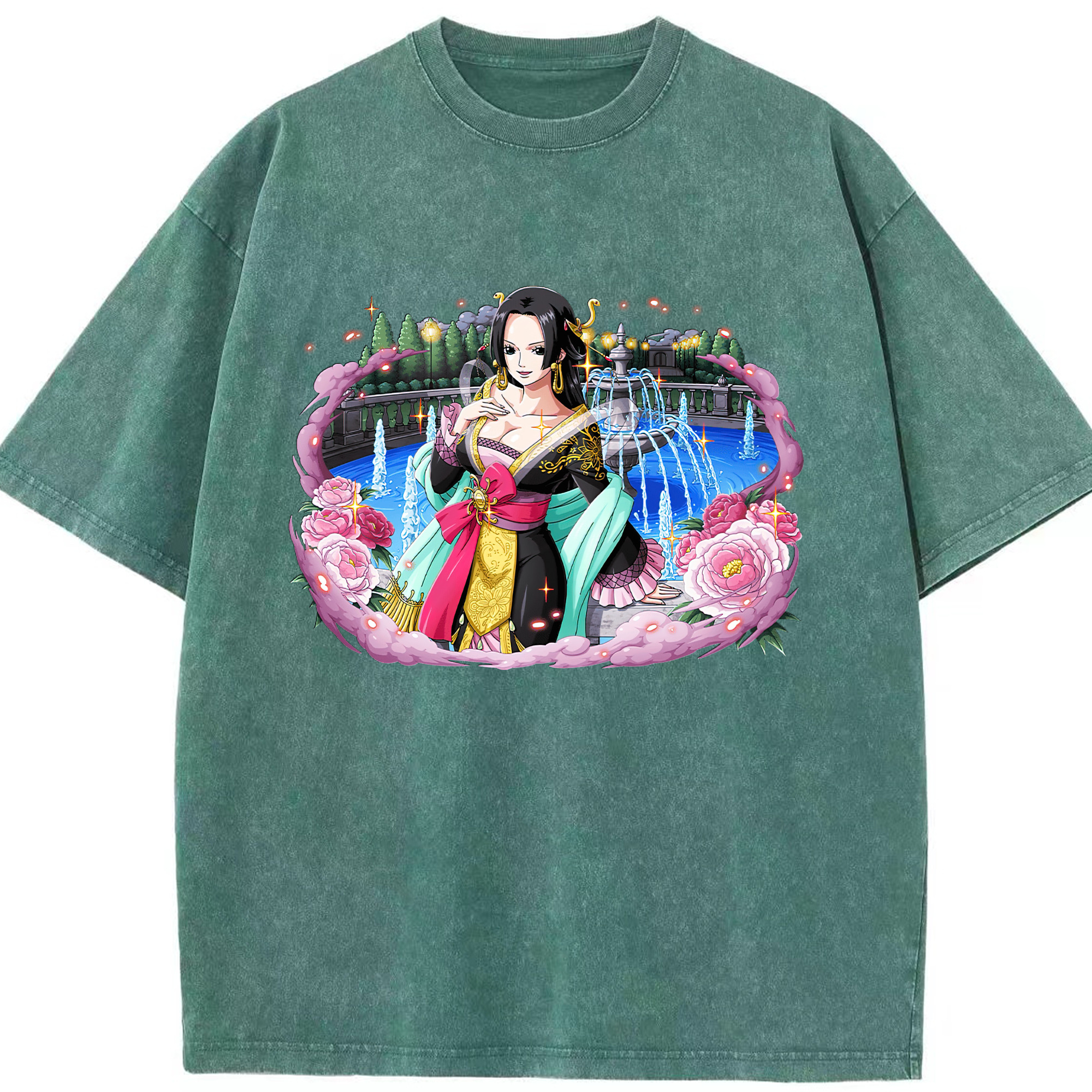 ワンピース ボア・ハンコック ONE PIECE Boa·Hancock 綿100% ヴィンテージ風 半袖Tシャツ（フロントプリント）